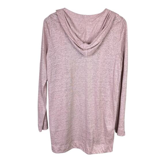 Tahari NWT 100% Linen Pink Hooded Open Long Sleeve Lightweight Tunic Cardigan - Picture 9 of 12